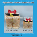 Botas preciosas en forma de tarro de galletas de cerámica con cubierta